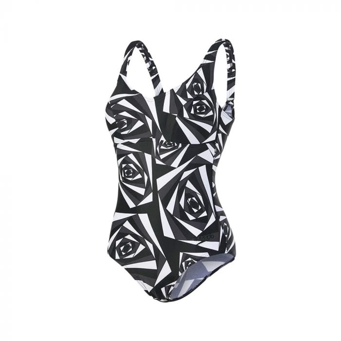 Speedo Women Swimwear Marlena U-Back One-Piece Black-Oxid Grey-White