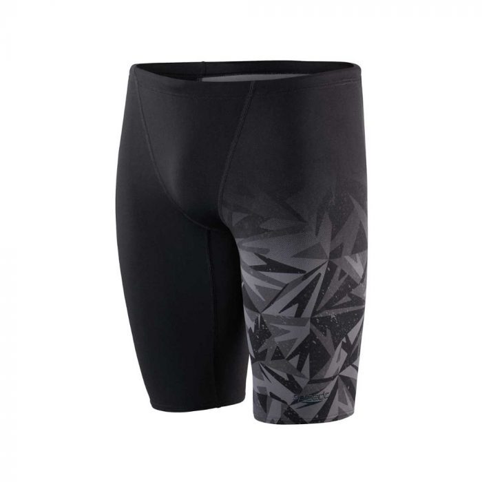 Speedo Men Swimwear Hyperboom V Cut Jammer Black-Oxid Grey-USA Charcoal