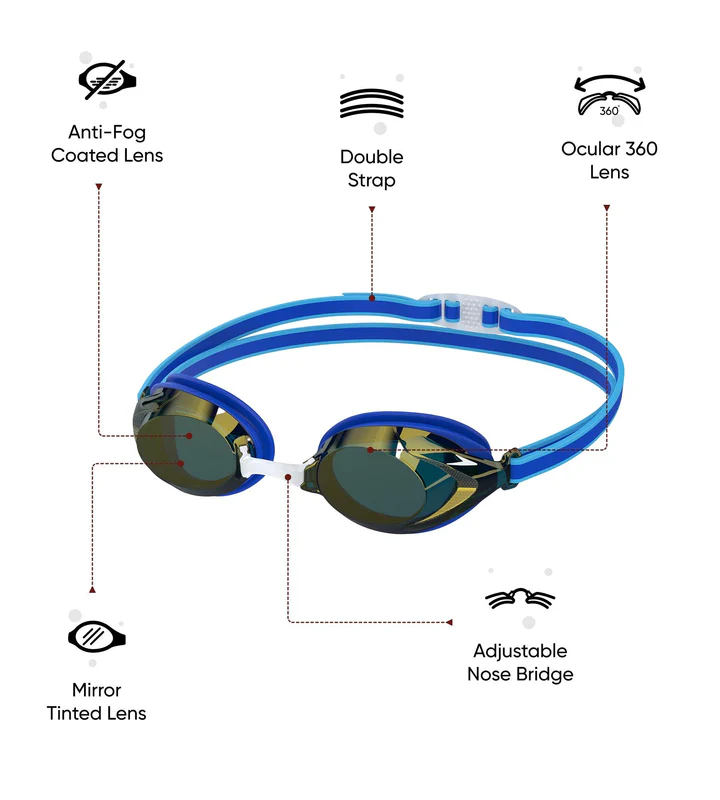 Speedo Unisex Junior Vanquisher 3.0 Mirror Lens Swim Goggles – Blue - Image 2
