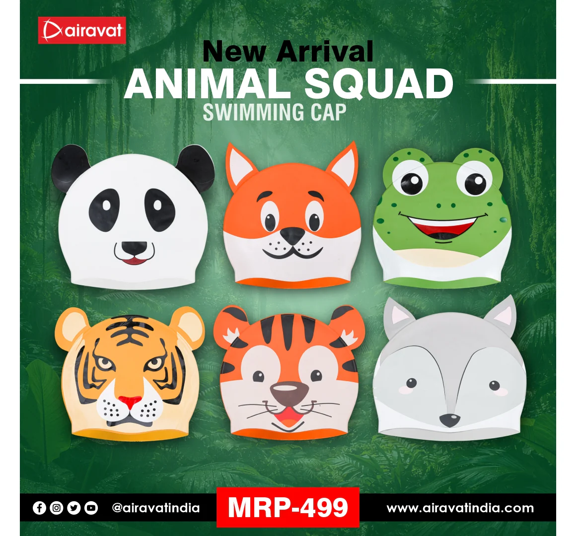 Airavat Animal Squad Swim Cap