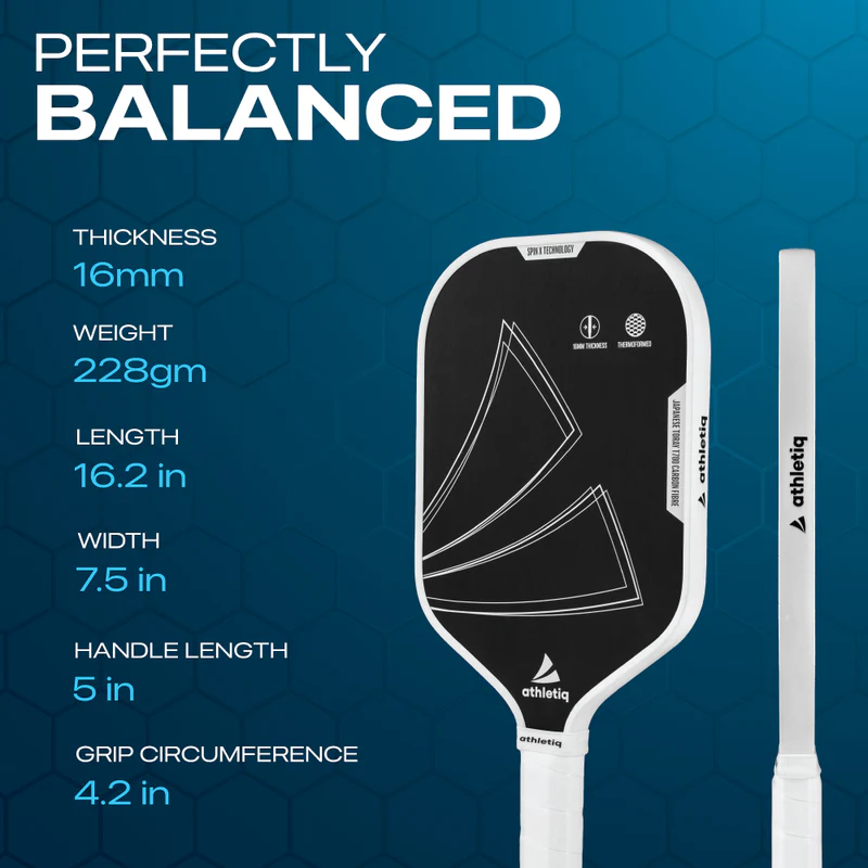 Athletiq SuperSonic Hot Pressed Thermoformed Japanese Toray T700 Pickleball Paddle - Image 3