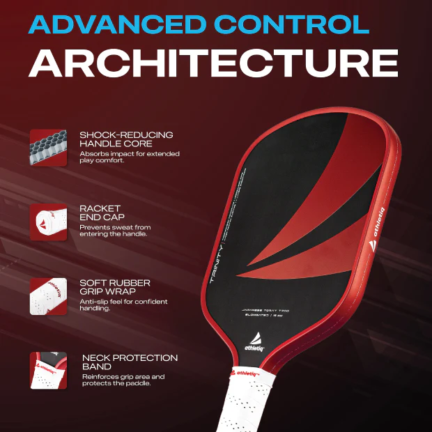 Athletiq Trinity USAPA Approved (Trilogy Pro Series) Full Foam Hot Pressed Thermoformed Japanese Toray T700 Elongated Pickleball Paddle - Image 7