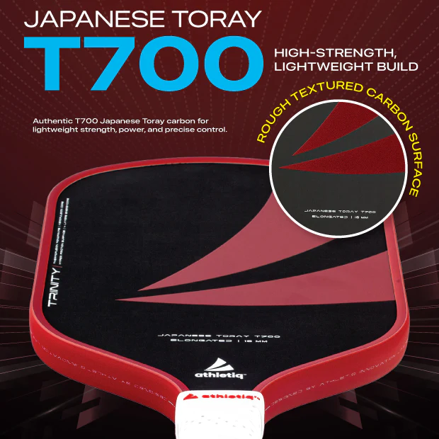 Athletiq Trinity USAPA Approved (Trilogy Pro Series) Full Foam Hot Pressed Thermoformed Japanese Toray T700 Elongated Pickleball Paddle - Image 4