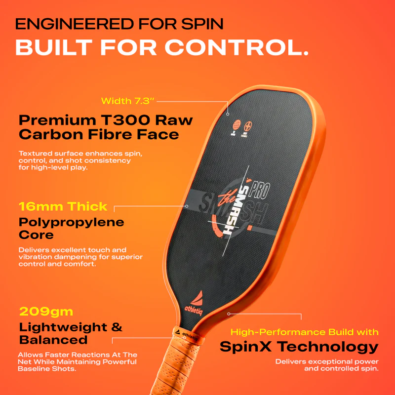 Athletiq SmashPro 3K Raw Carbon Fibre Pickleball Paddle - Image 5