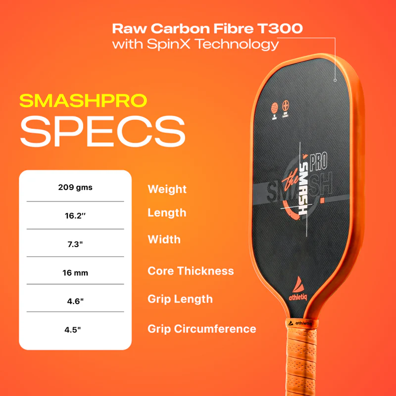 Athletiq SmashPro 3K Raw Carbon Fibre Pickleball Paddle - Image 3
